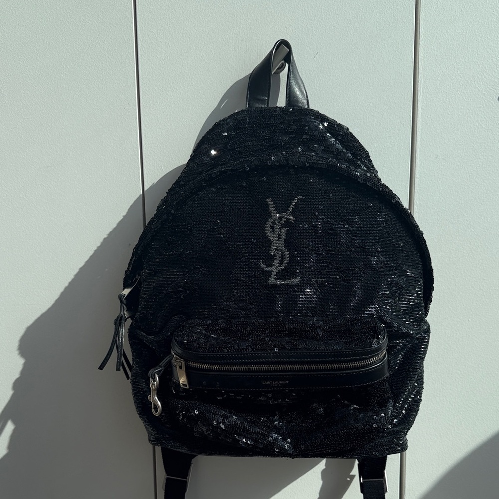 Yves Saint Laurent Sequin Black Backpack